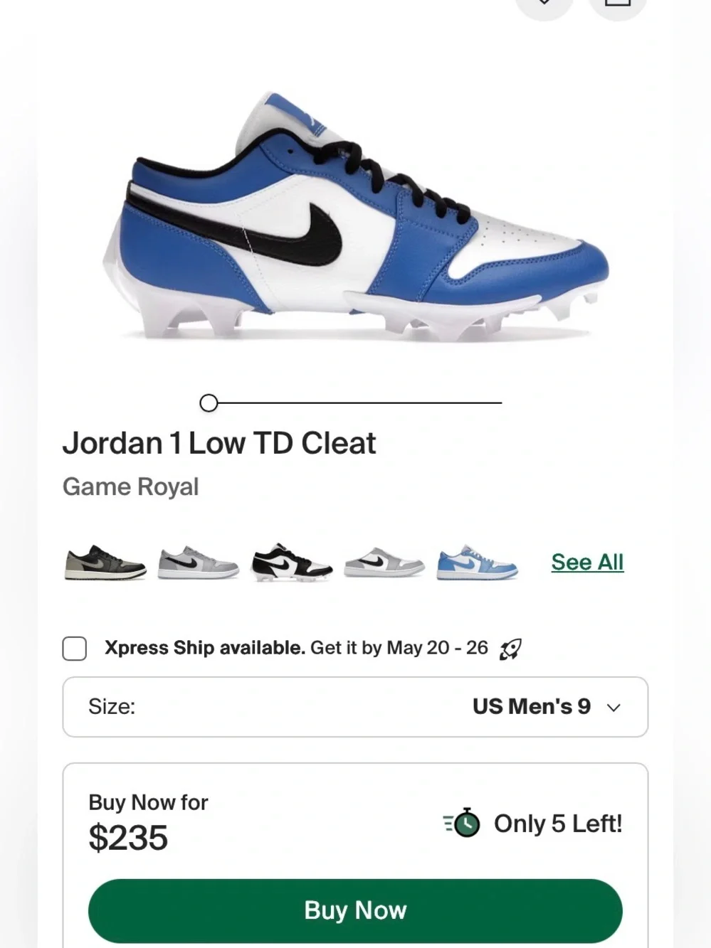 Jordan 1 Low Football Cleats